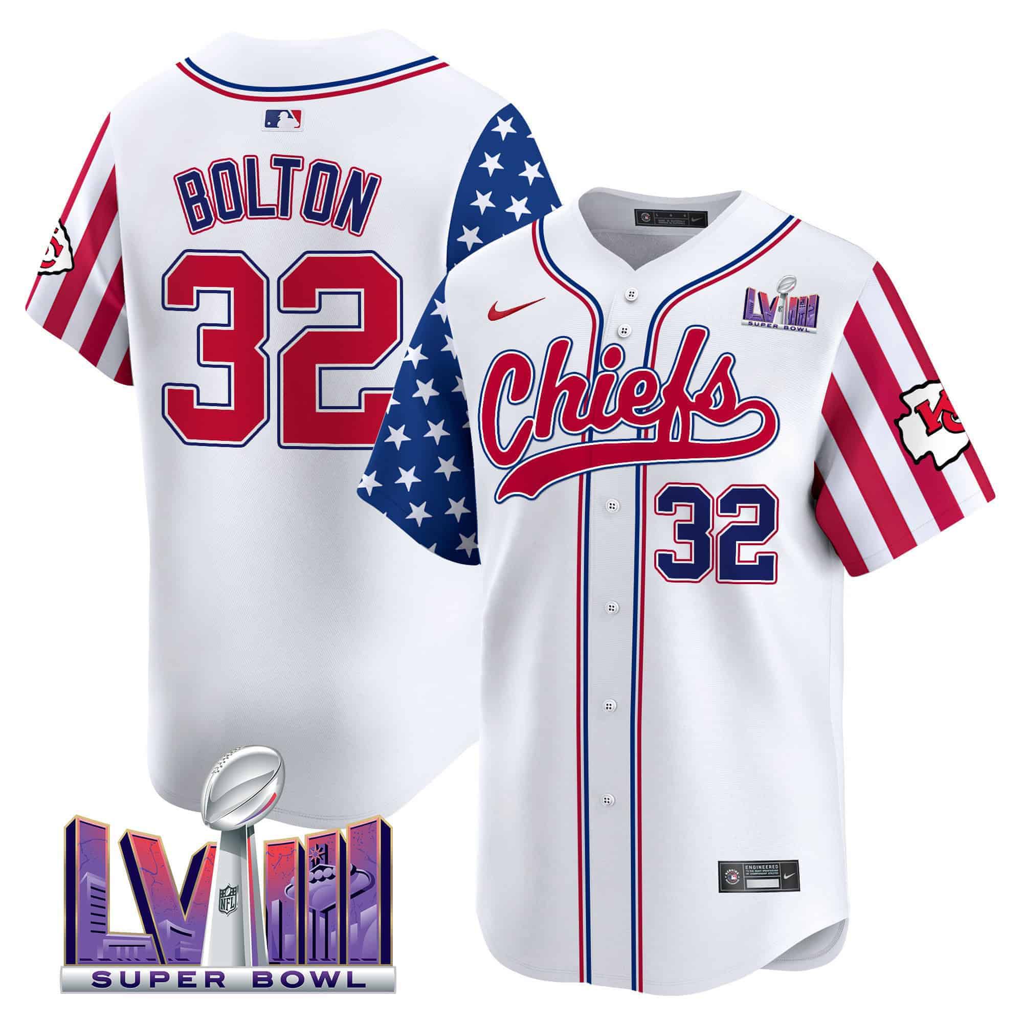 Men Kansas City Chiefs #32 Bolton White 2024 Nike Independence Day Vapor Premier Limited NFL Jersey
